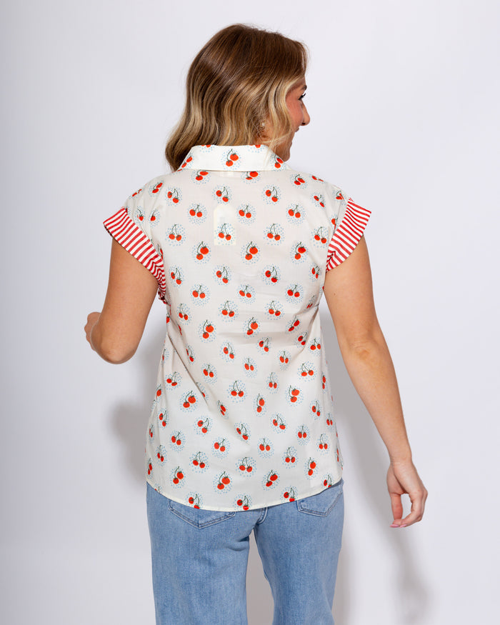 Cherry Contrast Detail Top