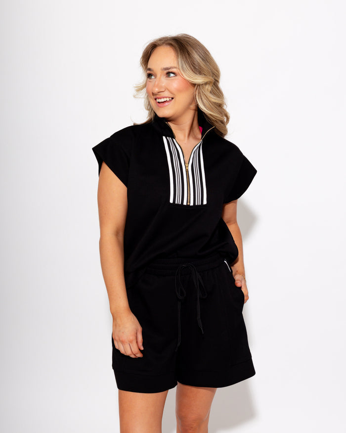 Chic Black Zip-Front Active Set