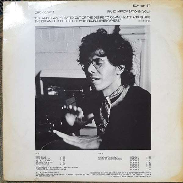 Chick Corea - Piano Improvisations Vol. 1 (1971 German Press)