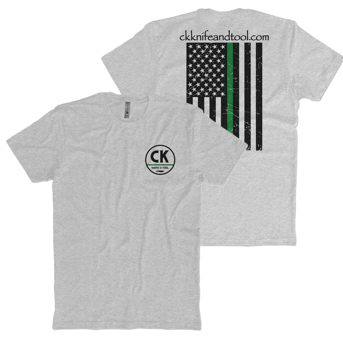 S / Heather Grey/Green Stripe