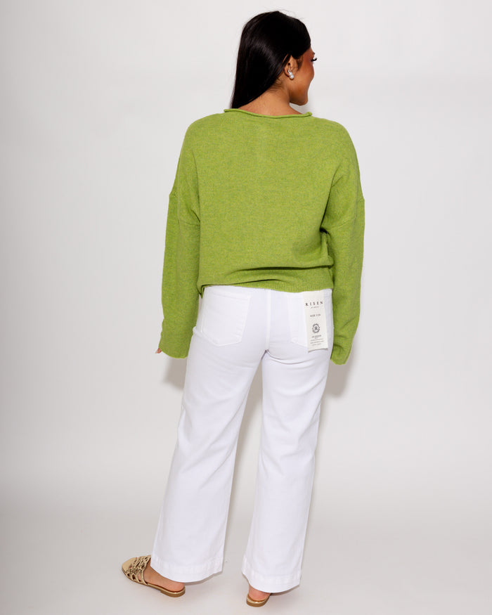 Classic Button Up Cardigan in Avocado