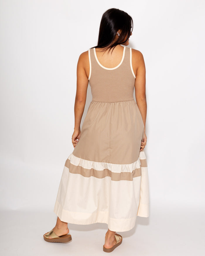 Classic Contrast Midi Dress