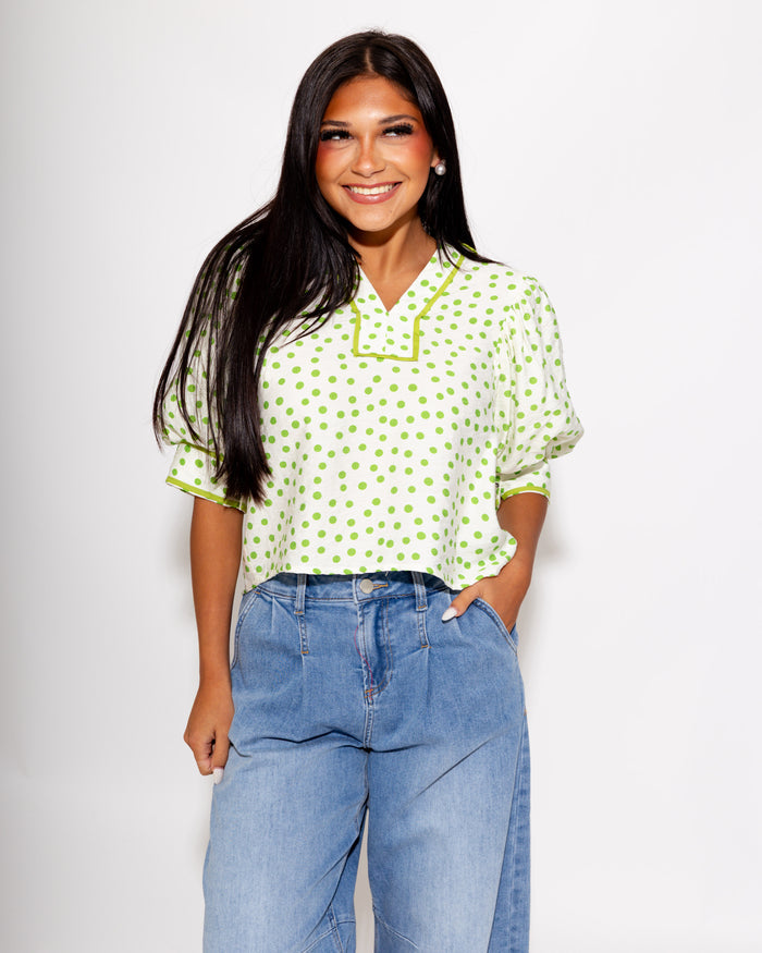 Classic Dot Puff Sleeve Top