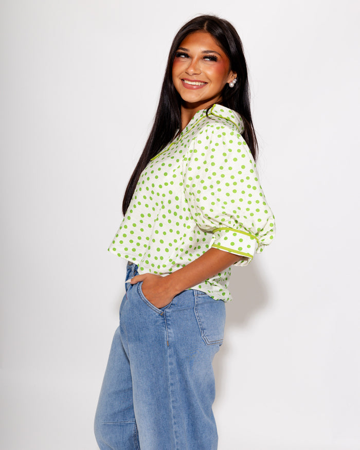 Classic Dot Puff Sleeve Top