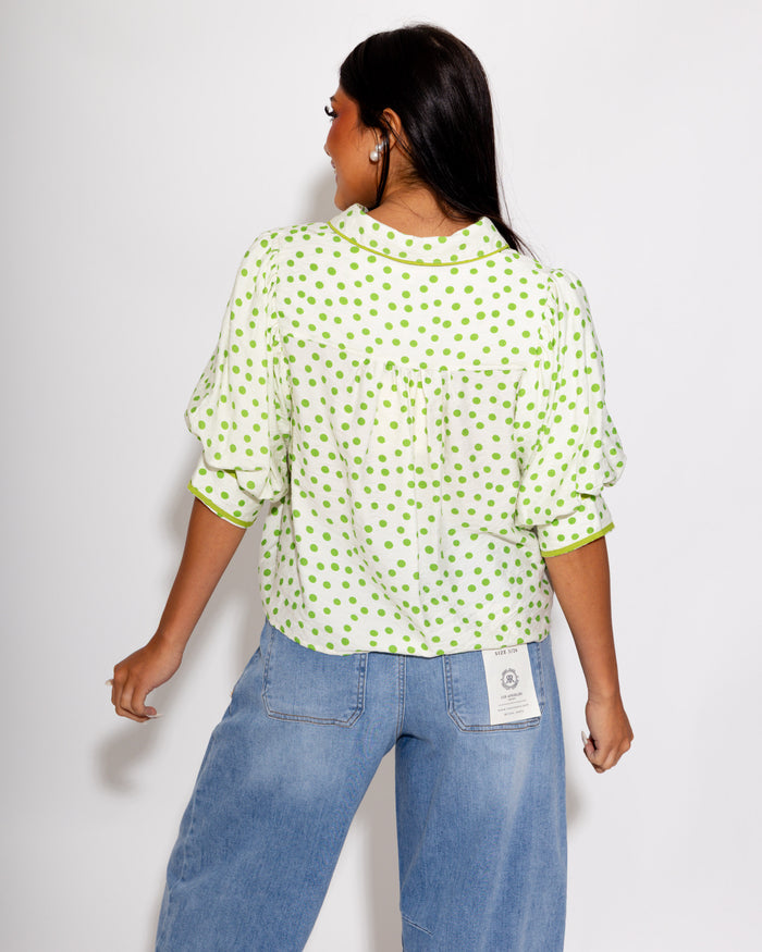 Classic Dot Puff Sleeve Top