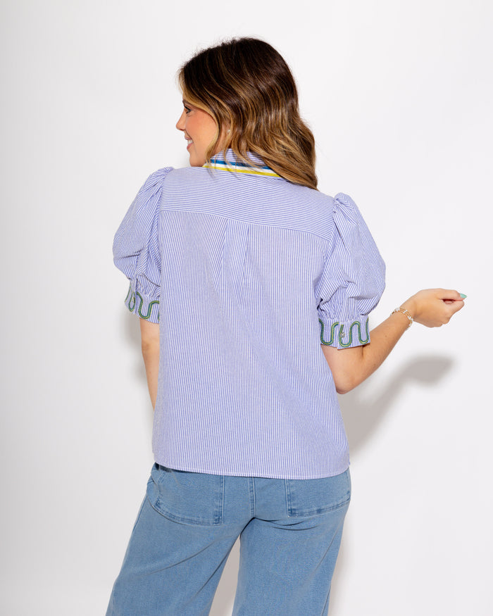 Classic Stripe Embroidered Top