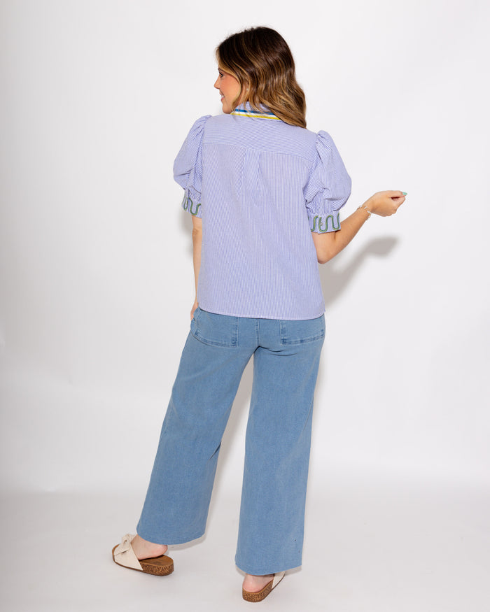 Classic Stripe Embroidered Top