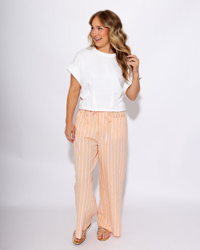 White Seam Detail Cropped Cap Sleeve Knit Top - Entro - Gaudie & Co. Texas Boutique