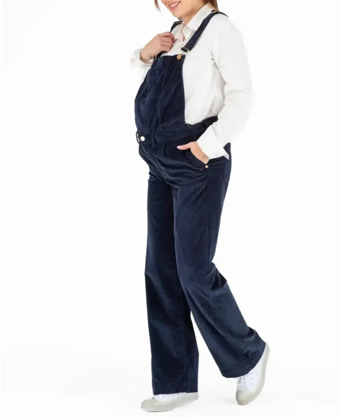 Clyde navy velvet maternity overalls - Salopette