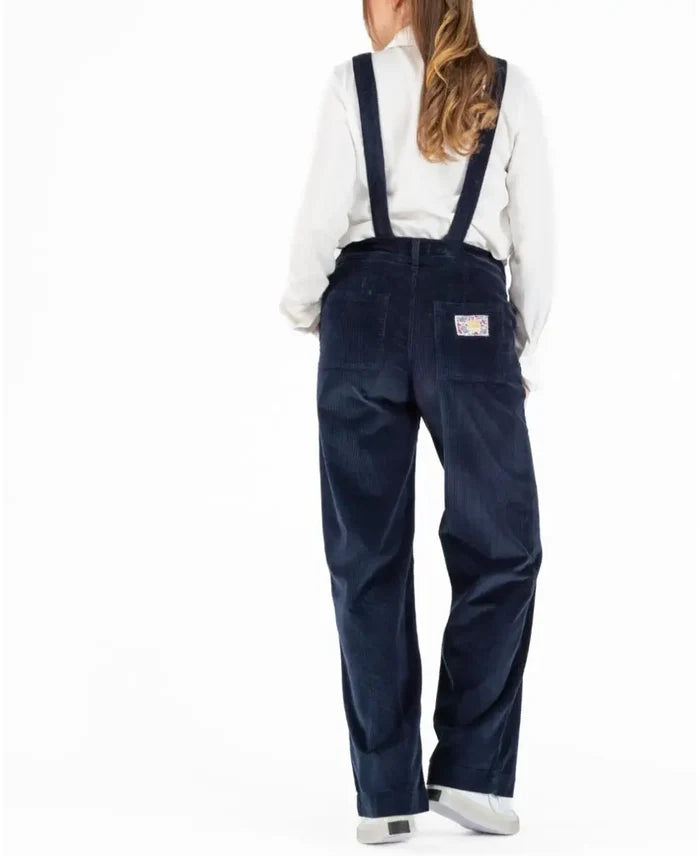 Clyde navy velvet maternity overalls - Salopette