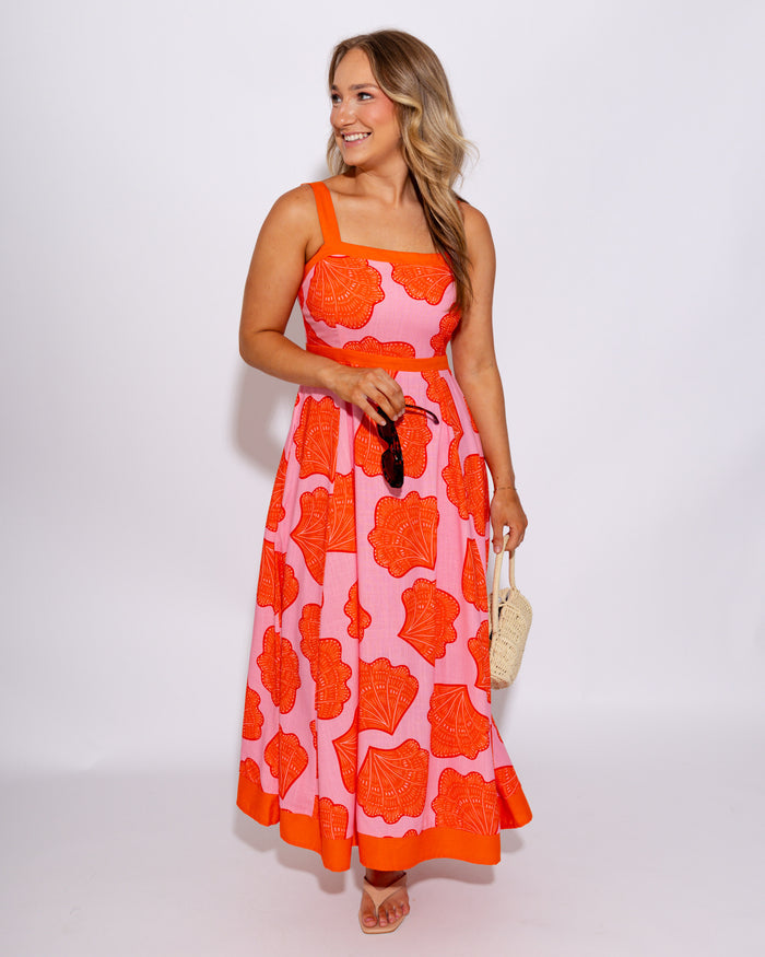 Coastal Shell Sleeveless Midi Dress