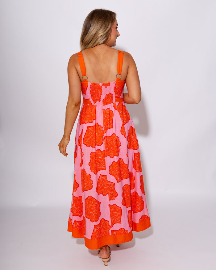 Coastal Shell Sleeveless Midi Dress