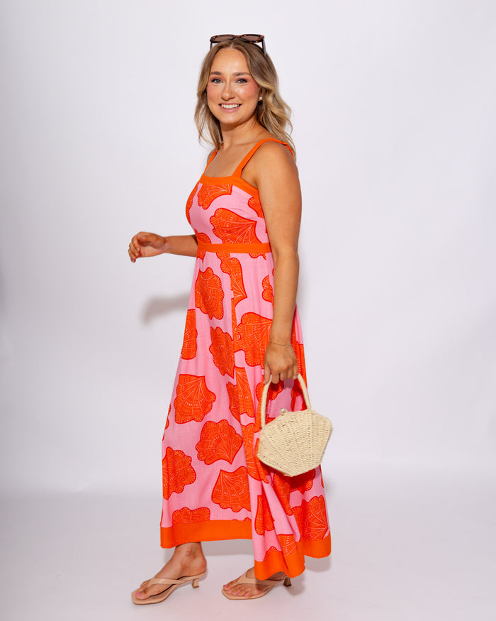 Coastal Shell Sleeveless Midi Dress