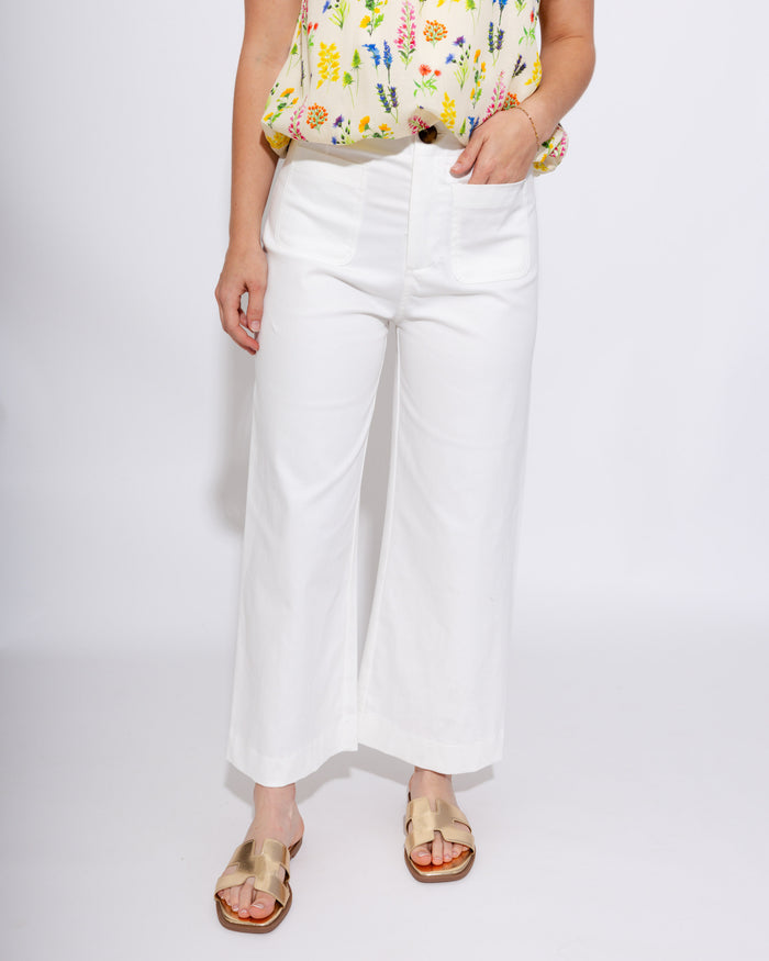 Colette Cropped Wide-leg Pants in White