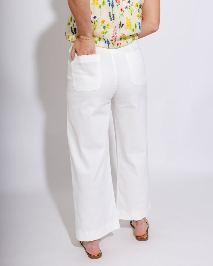Colette Cropped Wide-leg Pants in White