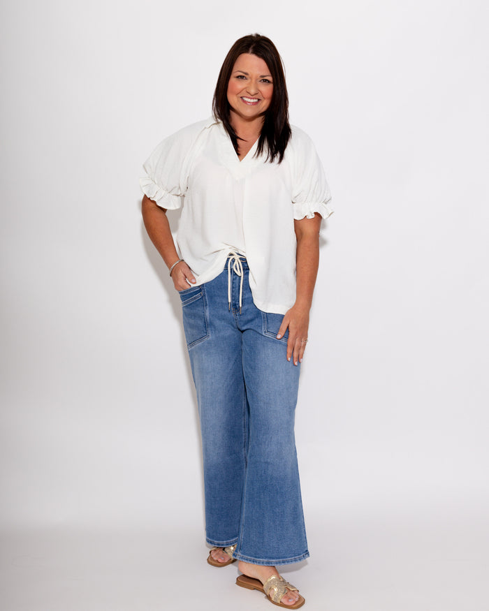 Collared V-Neck Top