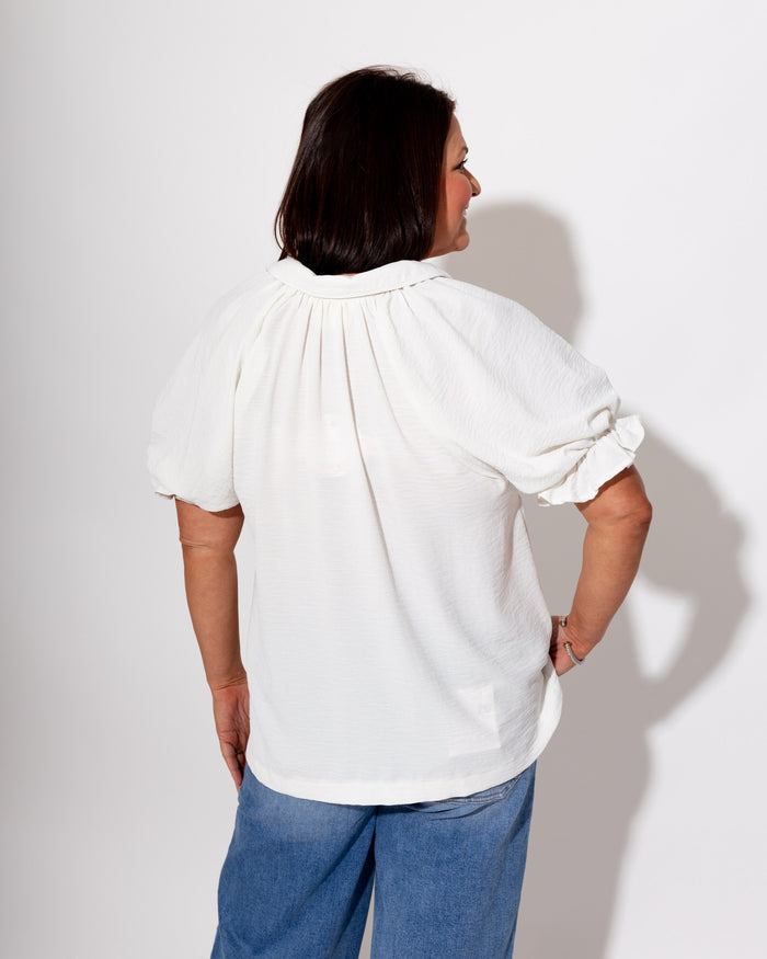 Collared V-Neck Top