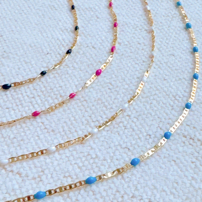 Color Pop Enamel Chain Necklace: Pink