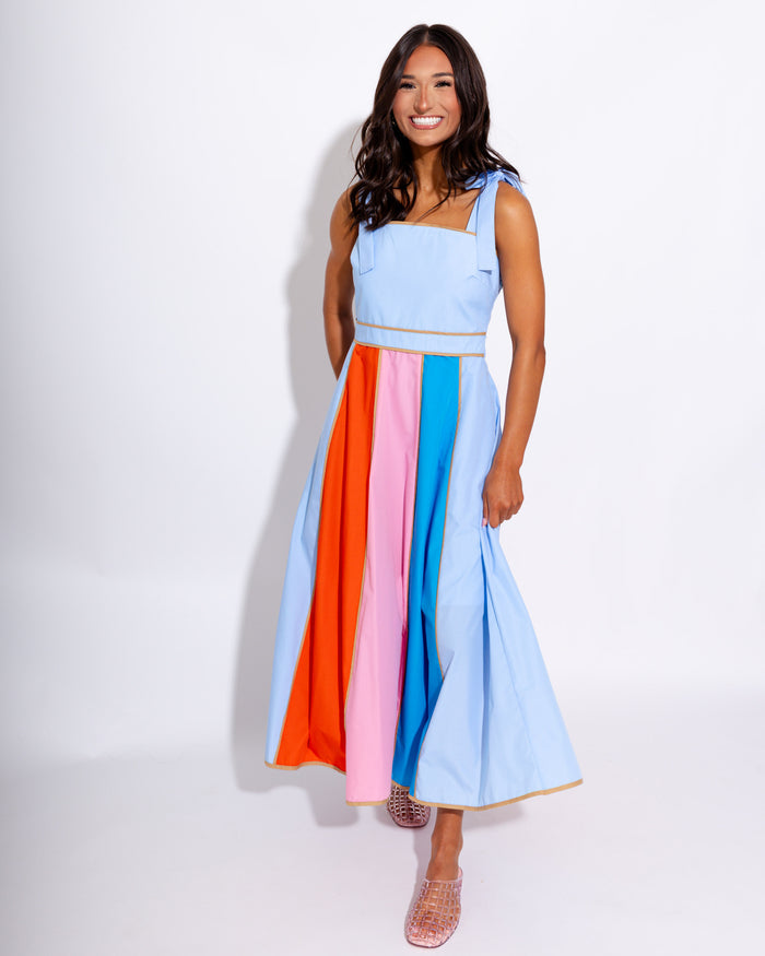 Colorful Colorblock Sleeveless Midi Dress