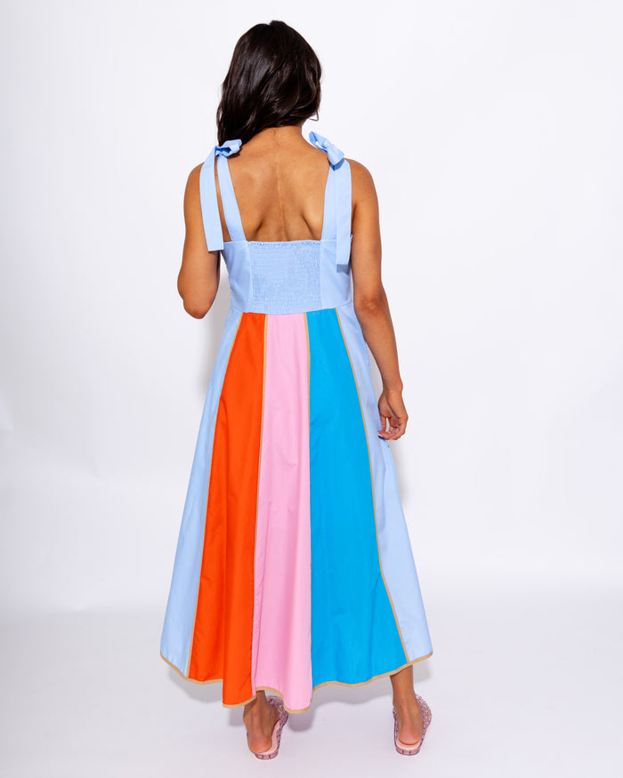 Colorful Colorblock Sleeveless Midi Dress