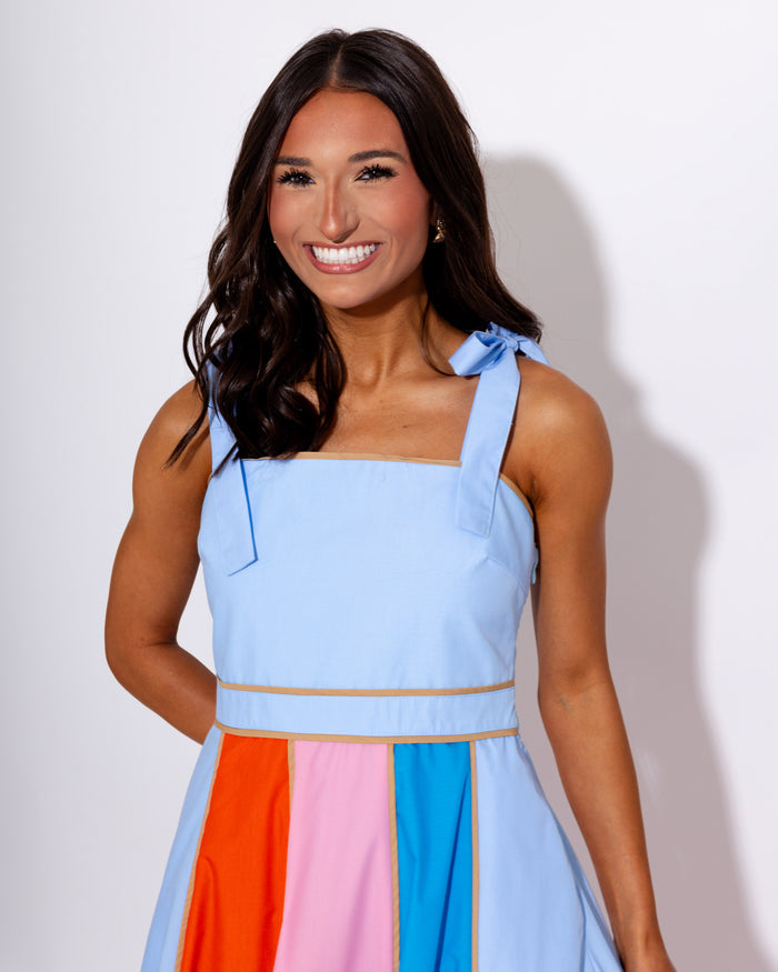 Colorful Colorblock Sleeveless Midi Dress