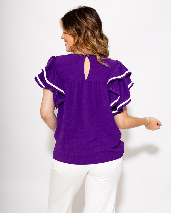 Contrast Ruffle Game Day Top