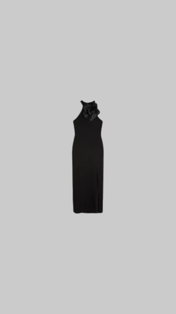 Corsage Detail Tailored Halterneck Midaxi Dress