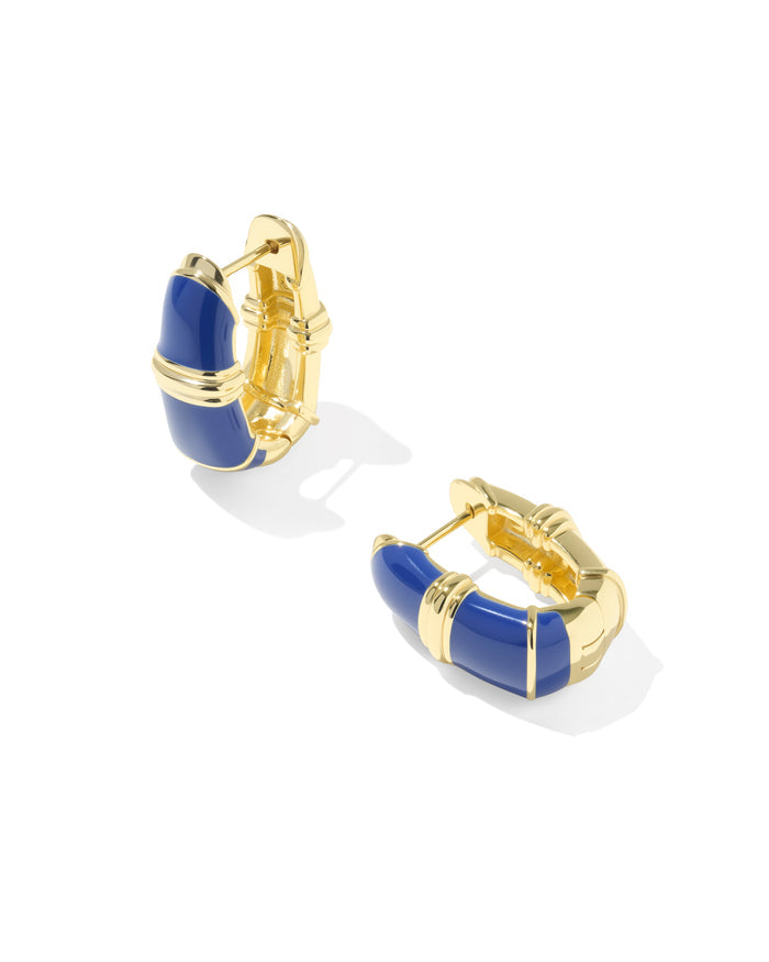 Courtney Enamel Huggie Earring in Gold Blue Enamel