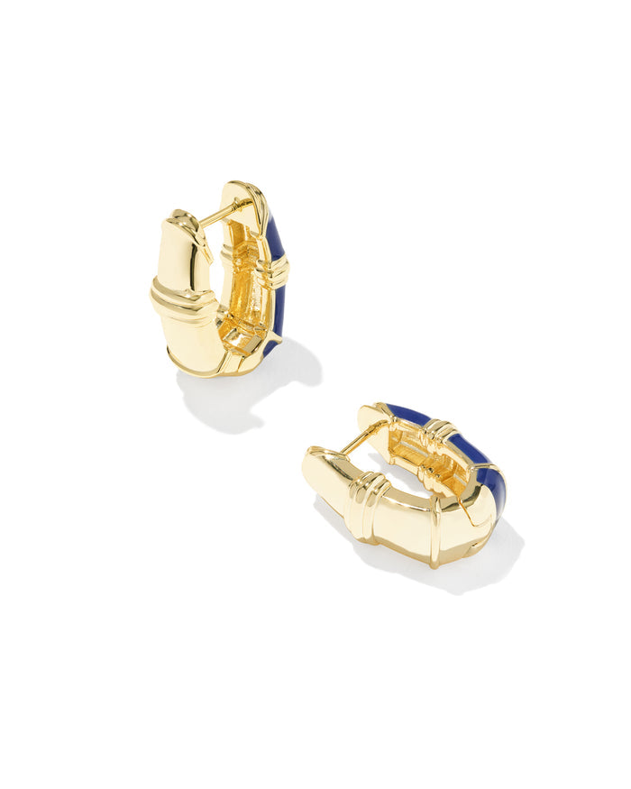 Courtney Enamel Huggie Earring in Gold Blue Enamel