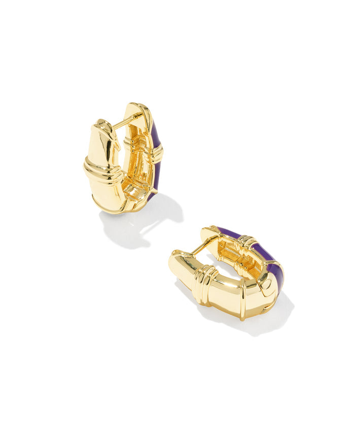 Courtney Enamel Huggie Earring in Gold Purple Enamel