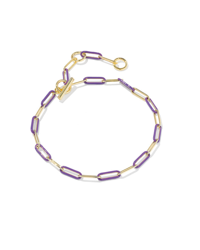 Courtney Enamel Link Bracelet in Gold Purple Enamel