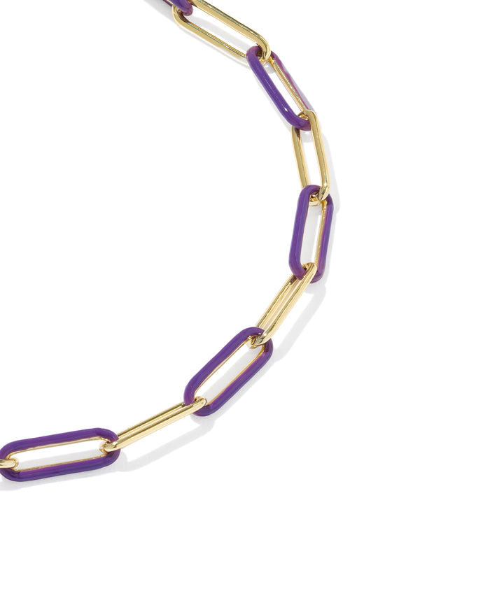 Courtney Enamel Link Bracelet in Gold Purple Enamel