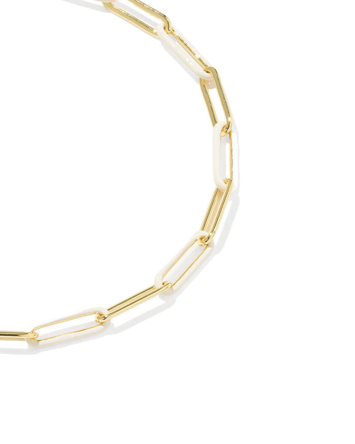 Courtney Enamel Link Bracelet in Gold White Enamel