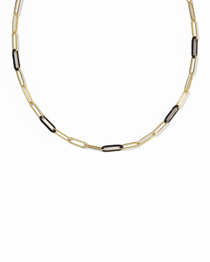 Courtney Enamel Link Gold Black Necklace