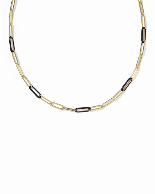 Courtney Enamel Link Gold Black Necklace