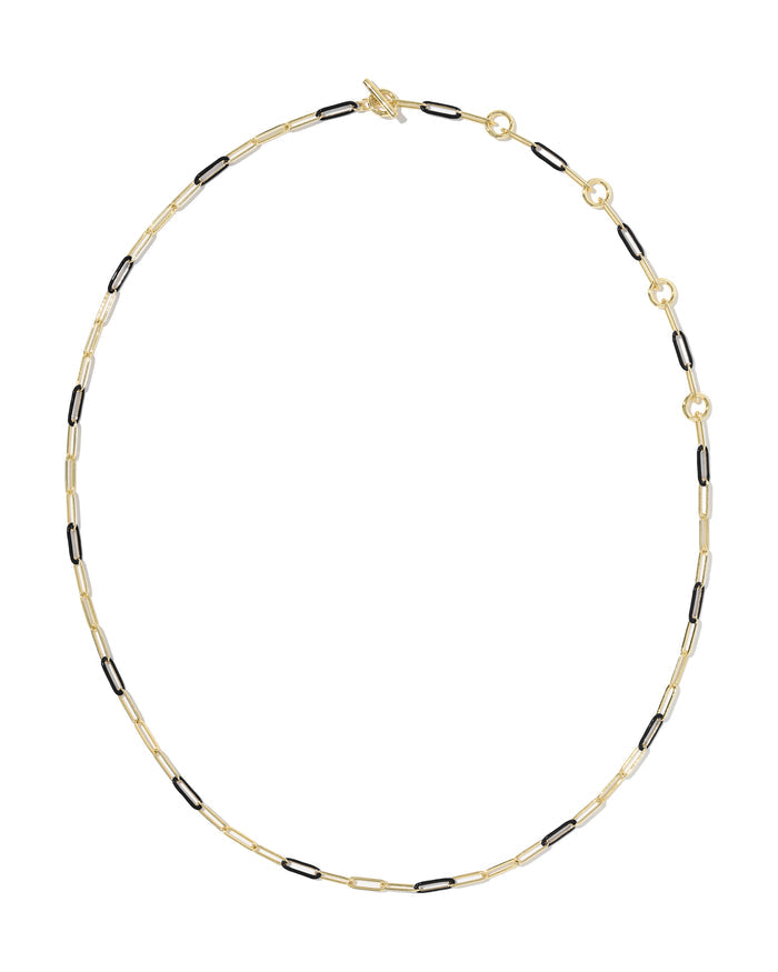 Courtney Enamel Link Gold Black Necklace