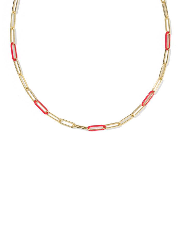 Courtney Enamel Link Gold Red Necklace