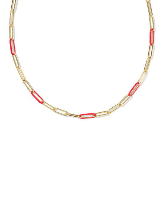 Courtney Enamel Link Gold Red Necklace