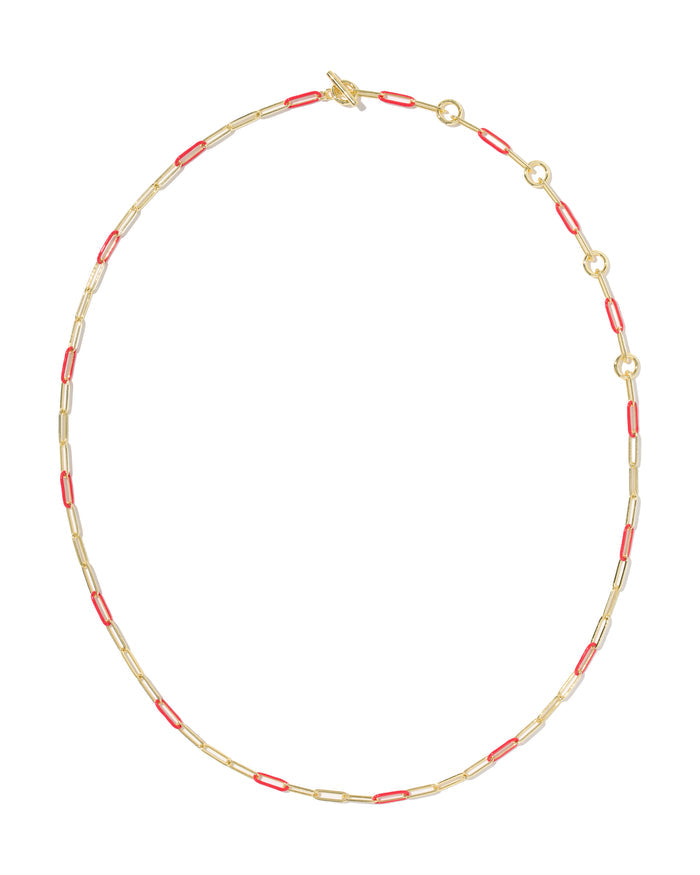 Courtney Enamel Link Gold Red Necklace