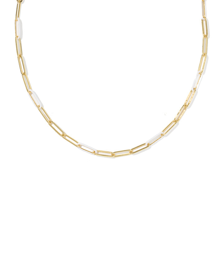 Courtney Enamel Link Gold White Necklace