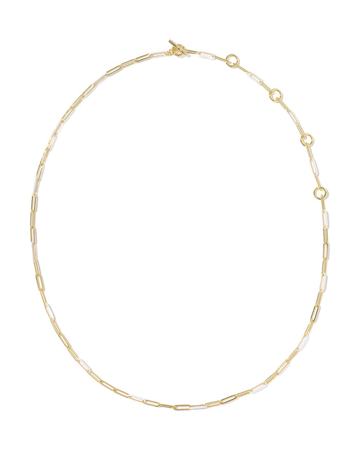 Courtney Enamel Link Gold White Necklace