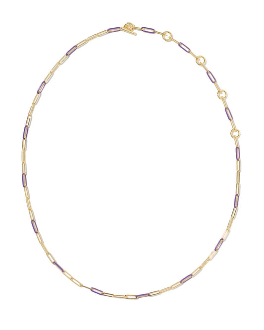 Courtney Enamel Link Necklace in Gold Purple Enamel