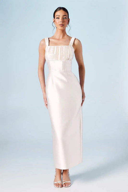 Cream Column Bridal Dress