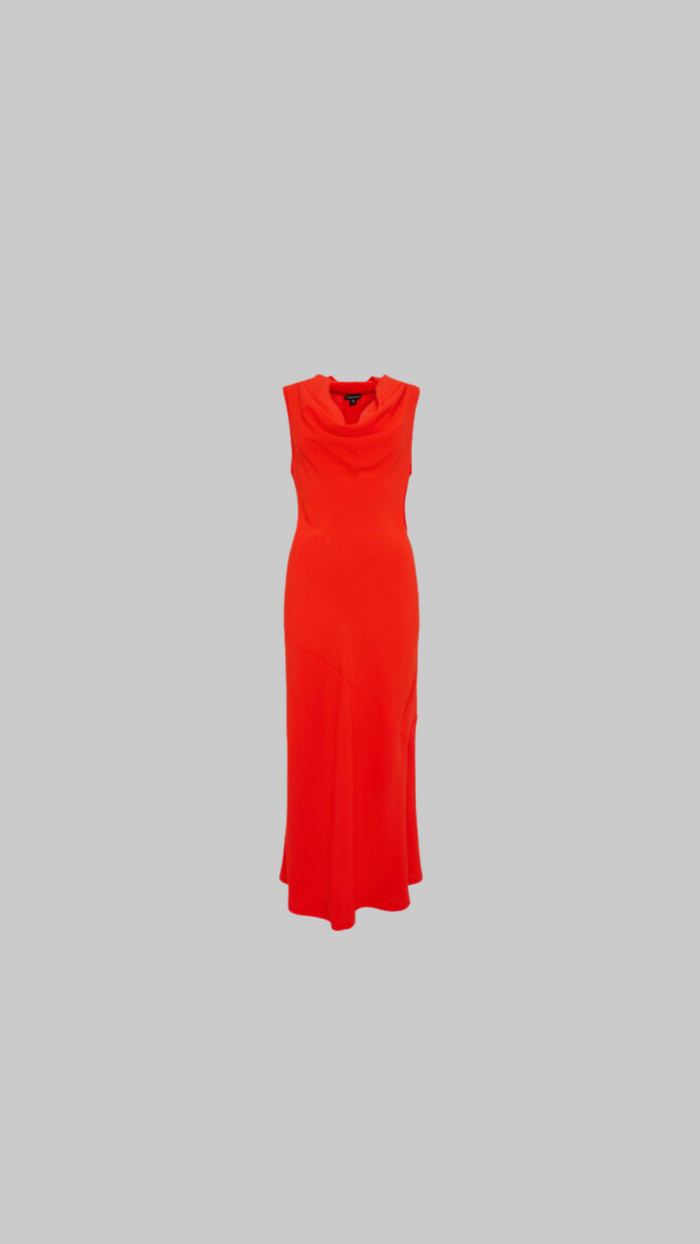 Crepe Cowl Neck Woven Midi Dress