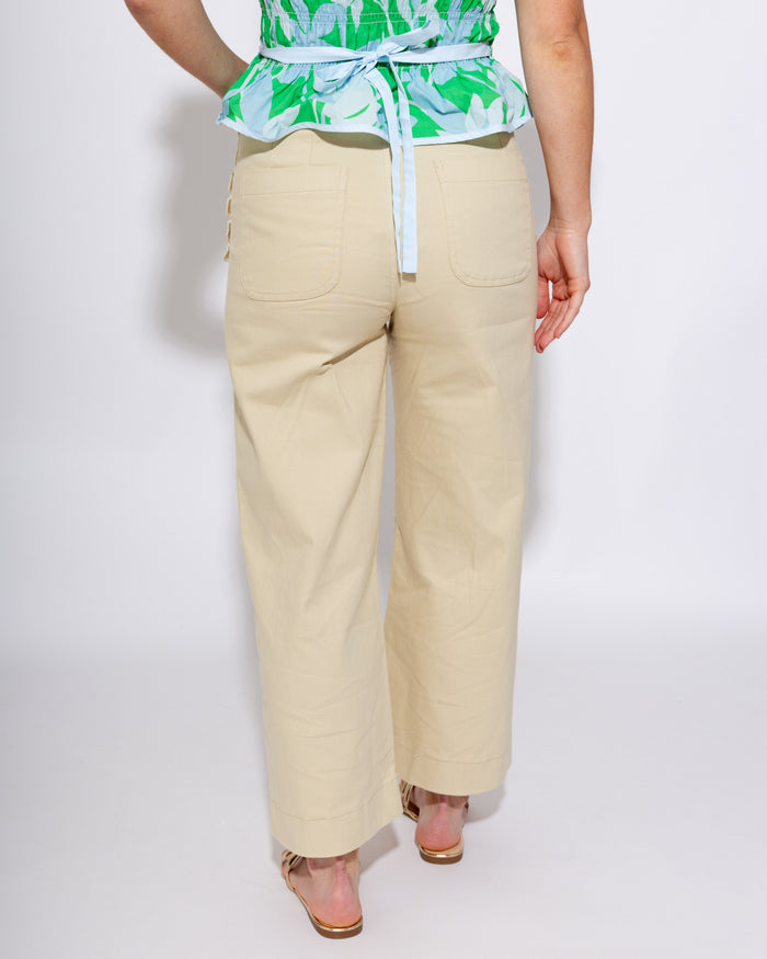 Cropped Wide-leg Scallop Detail Pants