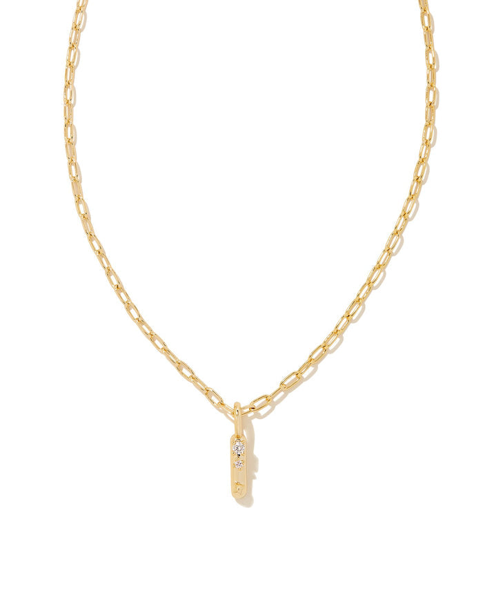Crystal Letter I Pendant Necklace in Gold Metal