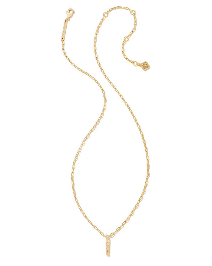 Crystal Letter I Pendant Necklace in Gold Metal