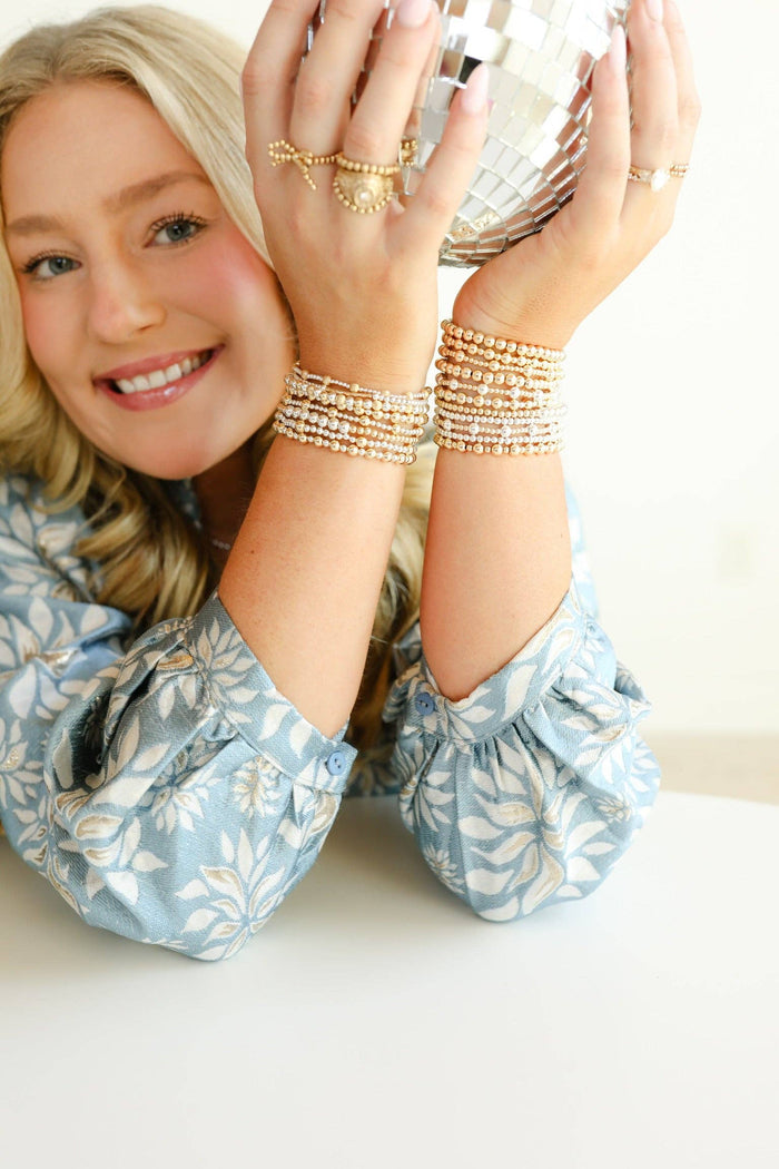 Dainty Bar Bracelet in Silver with Gold