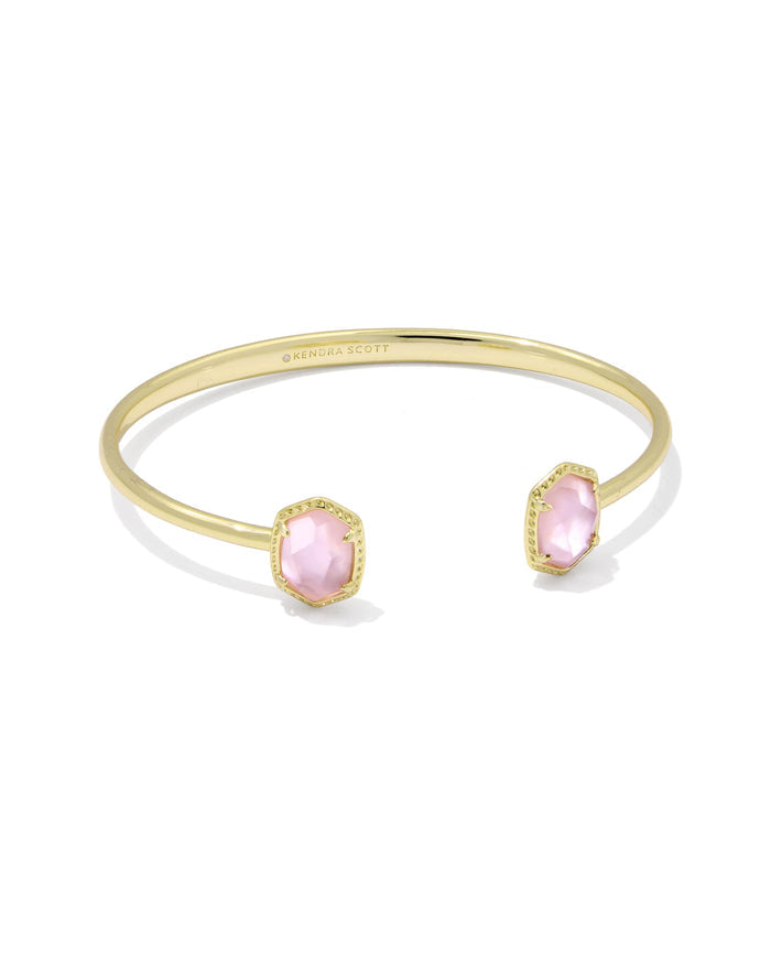 Daphne Frame Cuff Bracelet Gold Light Pink MOP