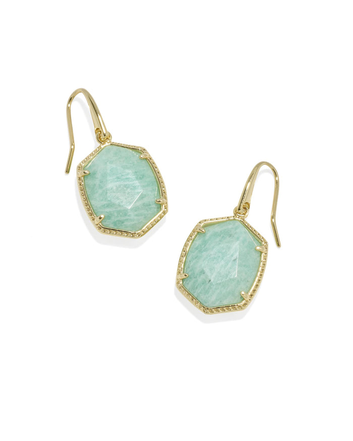 Daphne Frame Drop Ear Gold Teal Amazonite